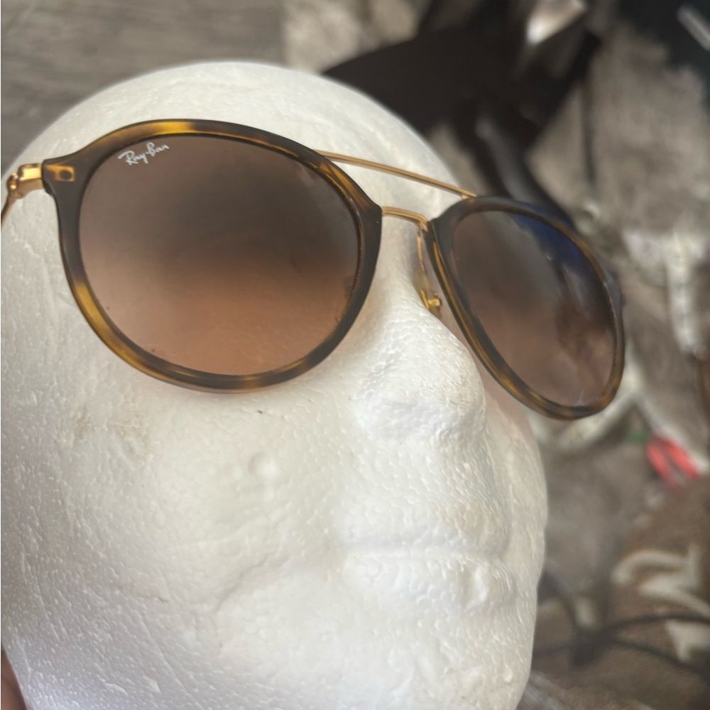 Ray-Ban Brown Tortoise Frame Sunglasses with Gold Bridge